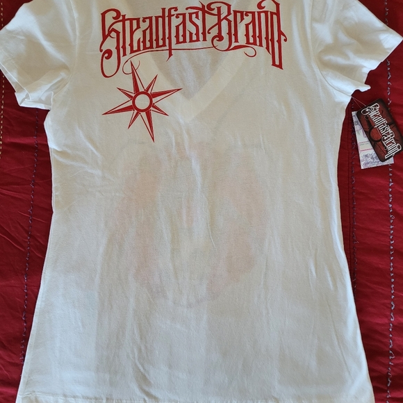 Steadfast brand Black Widow maker Skull Tattoo art punk goth shirt. Sz XL - Picture 3 of 6